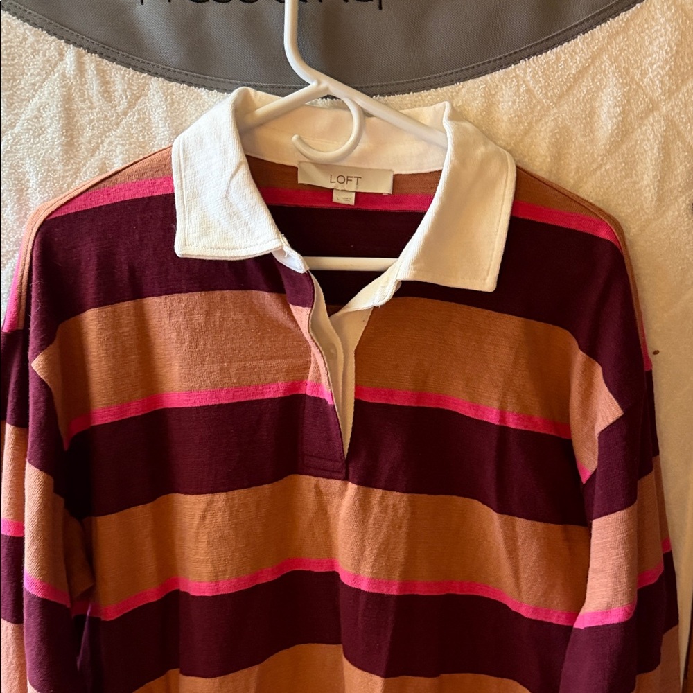 LOFT Multicolor Striped Polo Shirt